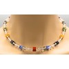 Rock Crystal Jewellery Necklace with Colourful Gemstone Cube Clasp 925