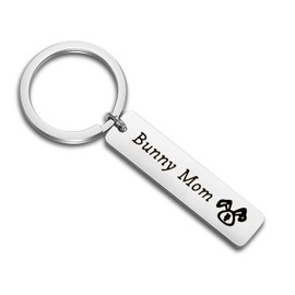 LQRI Mom Gift Bunny Mom Keychain Bunny Themed Gift Idea Gift for Rabbit Bunnie Lovers Rabbit Lover (silver)