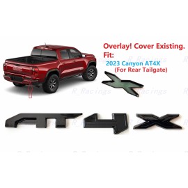 GMC 1PC Gloss Black Rear Tailgate AT4X OVERLAY Emblems 2023-2024 Canyon AT4X