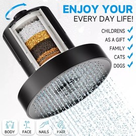 25 Etapas Filtro de Agua para Regadera | 6"cabezal de Ducha de Lluvia de Alta Presi?n con Filtrado, Agua para Eliminar Cloro, Impurezas y Olores, Idea
