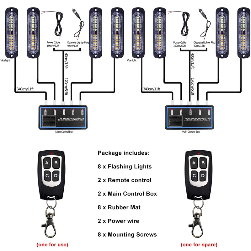 EASE2U E Led Strobe Lights for Trucks Vehicles Suvs, 12-24
