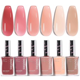 Beetles Jelly Nail Polish Set P186,6 Colors Burgundy Pink Nude Quick Dry Nail Polish 15 ml Fingernail Polish Fast Drying & Long Lasting Nail Polish Nail Strengthener Polish | beetles Gel Polish