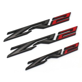 Mnneryss 3PCS Matte Black Red Fender Rear ZR2 Emblem Badge Compatible with Silverado Colorado (Black Red)