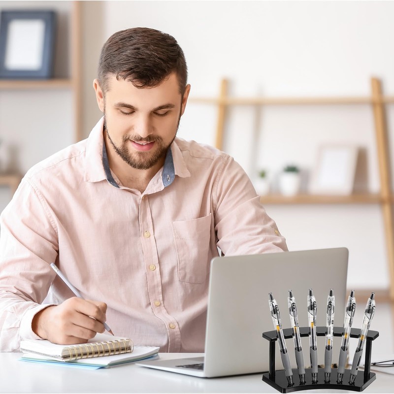 sourcing map 2 Pack Plastic Pen Holder, 6-Slot Acrylic Pen