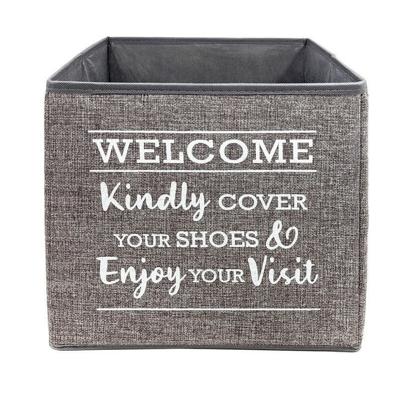 Premium Granite Linen Look Foldable Shoe Cover Bin, Indoor Real