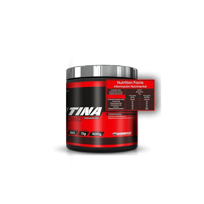 Creatina Monohidratada Black Diamond 400grs 80servicios Uva