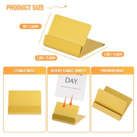 Urban Deco Table Card Holder Metal Place Card Holders Steel Card Holders for Photos, Food Signs, Memo Notes, Weddings, Restaurants, Birthday (Gold 16PK)