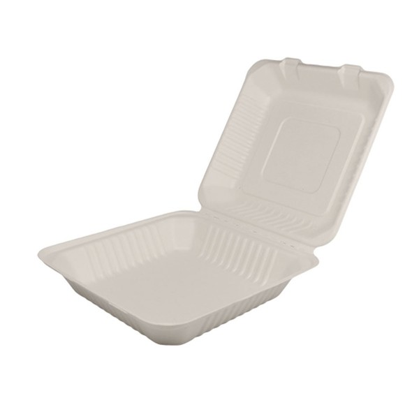 Karat Earth KE-BHC99-1C 9" x 9" Bagasse Hinged Clamshell Container