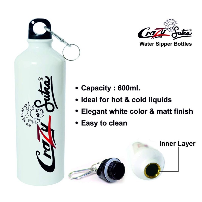 Crazy Sutra Classic Printed Quote Water Bottle/Sipper White - 600Ml