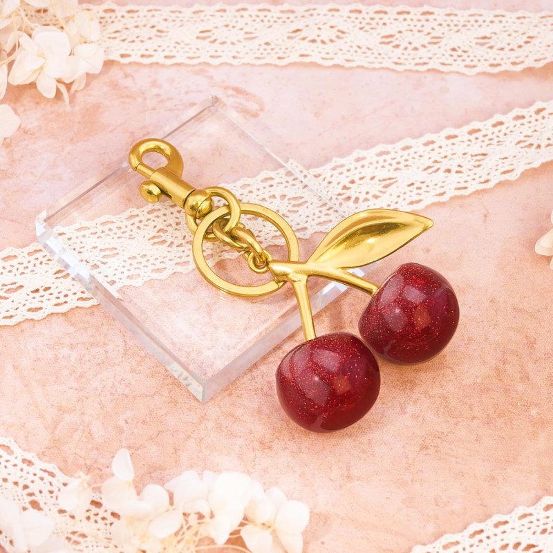 Cherry Keychain Bag Purse Charms For Handbags Cherry Accessories Mothers