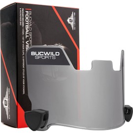 Bucwild Sports Tinted Smoke Football Visor for Youth Kids - Adults Helmet Cool Smoked Tint Color W/Stickers & Clips Easy to Install to Facemask fit Speedflex F7 and Many More