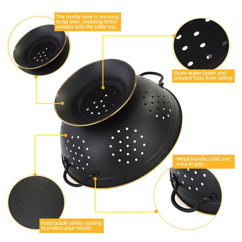 Metal Colander Set of 2, Strainer Basket with Handles perfect