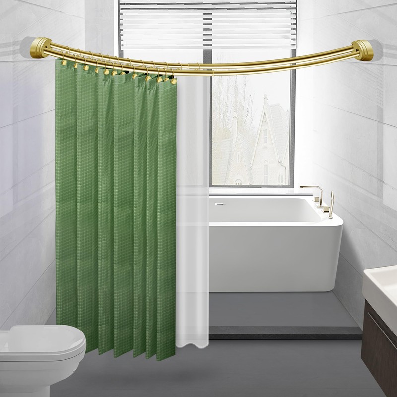 Utopia Alley Rustproof Wall Mounted Aluminum Double Curved Shower Curtain
