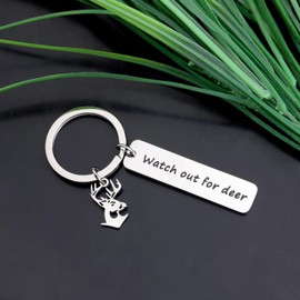Drive Safe Keychain Watch Out For Deer Funny Humor Jewelry New Driver Gift From Mom And Dad To Son Daughter