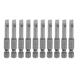 sourcing map 10pcs SL5 Magnetic Slotted Screwdriver Bits 5mm S2 Steel Flat Head Screwdriver Bit 1/4" Hex Shank Industrial Grade Screw Driver Drill Bits 50mm (2") Long for Screws
