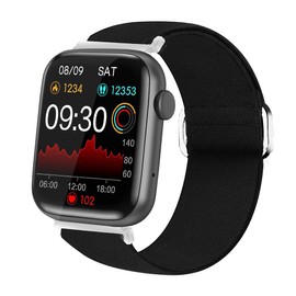 Compatible with EarlySincere Smartwatch Bands,Lamshaw Stretch Elastics Nylon Adjustable Replacement Strap Accessories for Men & Women Compatible for EarlySincere T12/T13/T21/T22/ Smartwatch (Black)