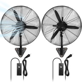 Aurelema 2 Set 22 Inch Wall Mount Fan Oscillating Industrial Heavy Duty Metal 3 Speed Wall Fan, 7500 CFM, with Powerful Cooling, for Commercial Residential Garage Warehouse Workshops Factory