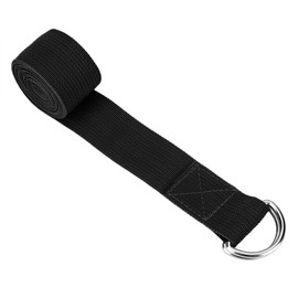 Banda de Yoga, Inelástica cinturón de Estiramiento de Yoga Lavable de Calidad con Hebilla Ajustable de Anilla en D de Metal para Estirar la Pierna(12 * 4 * 4cm-Negro)
