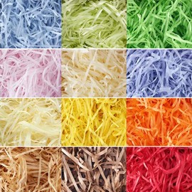 Suponey 12 Colors Easter Grass Raffia Paper Shreds Easter Basket Grass Paper Filler for Gift Wrap Party Decoration