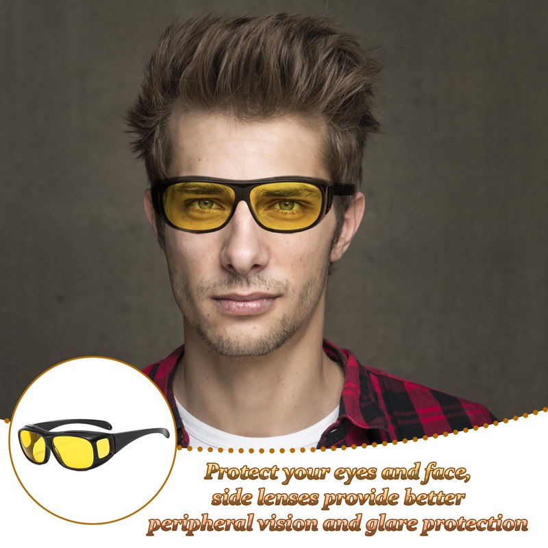 3 Pack Driving Glasses, Retro Wrap Around Glasses,Reduce Harsh Headlight