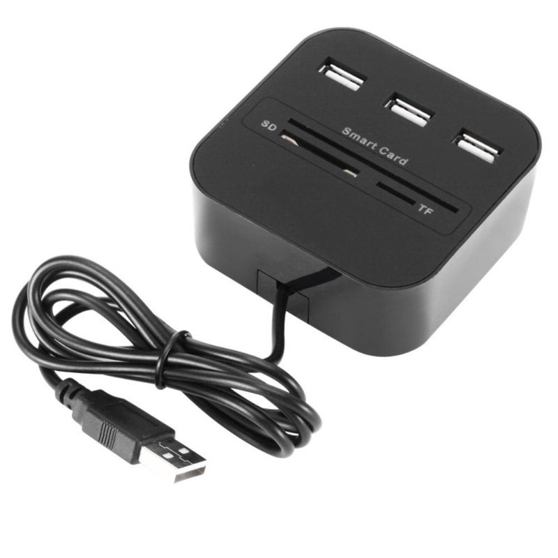 USB Smart Card Reader ID Card Reader Portable 3 Port