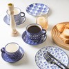 Selamica Ceramic Cappuccino Cups with Saucers and Metal Stand, 8