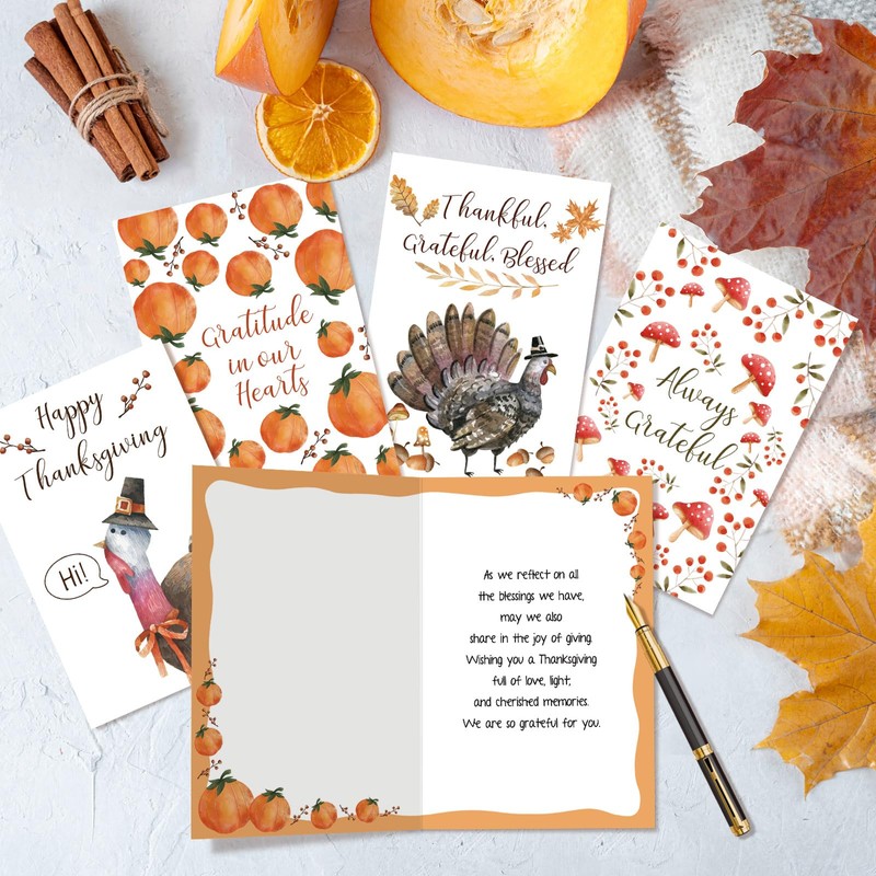 Chenive Thanksgiving Cards Bulk with Envelopes & Stickers, 24 Pack