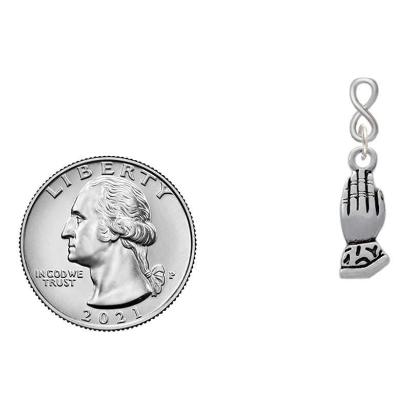 Delight Jewelry Silvertone Praying Hands Silvertone Infinity Post Earrings