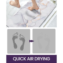 DEXI Bath Mat Rugs Bathroom Floor Mat Super Absorbent Ultra Thin Low Profile Non Slip Quick Dry Washable Carpet for Sink Shower Toilet, 17"x43" Light Grey