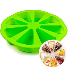 Palksky 8 Cavity Silicone Scone Pan/ Cakes Slices Mold/ Portion Control Pizza Slices Pan for Cornbread Brownies Muffins And Soap Mould