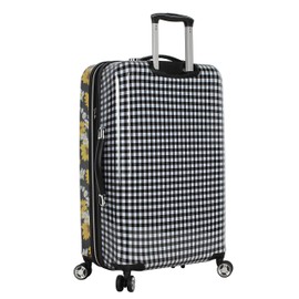Betsey Johnson 26 Inch Checked Luggage Collection - Expandable Scratch Resistant (ABS + PC) Hardside Suitcase - Designer Lightweight Bag with 8-Rolling Spinner Wheels (Sunflower)