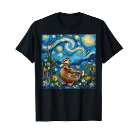 Van Gogh's Starry Night Style Earth Day Duck Wildlife Art T-Shirt