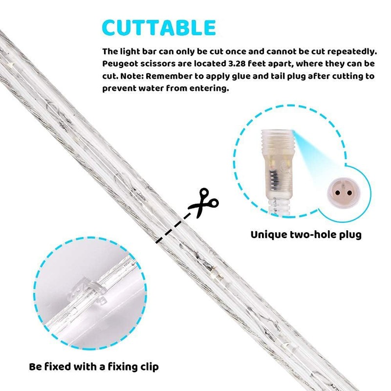 SURNIE LED Rope Lights Outdoor Warm White, Waterproof 33FT Cuttable