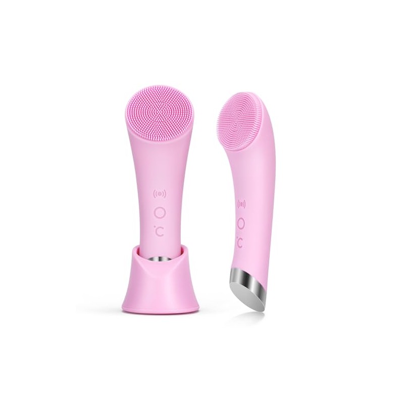 Rechargeable Silicone Facial Cleansing Brush with Heat Massage