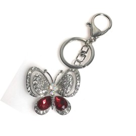 Riggulal Bag Charm Butterfly Key Ring Keychain Carabiner, red