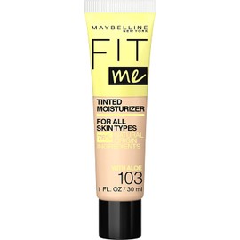 Maybelline Fit Me Tinted Moisturizer, Fresh Feel, Natural Coverage, 12H Hydration, Evens Skin Tone, Conceals Imperfections, for All Skin Tones and Skin Types, 103, 1 fl. oz.