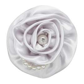 PATIKIL Fabric Flowers Brooches Pearls Vintage Silk Flowers Brooches Elegant Flower Pins for Women Hat Dress Shirt Tie Corsage Silver
