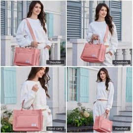 Canvas Tote Bag for Women Shoulder & Crossbody Handbag with Multi Pockets Zipper Ideal for Work Office Travel & Daily Use