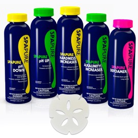 Spapure Hot Tub Chemical Balancing Maintenance Kit Includes Alkalinity Increaser, Ph Increaser, Ph decreaser, Calcium Hardness Increaser & Defoamer
