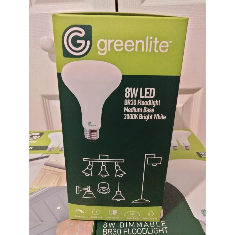 Greenlite 4 Greenlite LED BR30 Floodlight 8w = 65w 3000k
