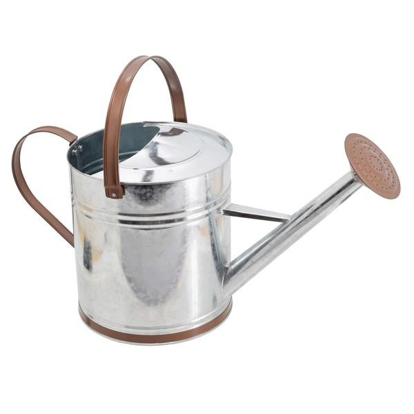 Arcadia Garden Products WC14 Classic Shiny Galvanized Metal Watering Can, Easy-Pour, Indoor and Outdoor, 2.6 gal