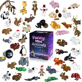 Mystery 3D Printed Mini Animals - 15PCS Articulated Figurines Fidget Toy with Funny Eyes, Over 400 Random Design 3D Printed Animals Figure Blind Egg Gifts Party Favors for Kids (No Duplicates)