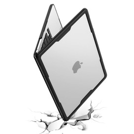 BlueSwan TPU Heavy Duty Protective Case compatible with MacBook Air 13 Inch M3 M2 Chip [Thickened Edge] [Anti-Cracking] Cover for 2024 2022 Mac 13.6" A2681 A3113 Hard Shell - (Black Edge) Clear Matte