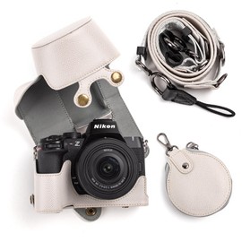 MUZIRI KINOKOO PU Leather Case for Nikon Z50 II Camera, Protective Case for Nikon Z50 II/Z50II Camera with DX 16-50mm f/3.5~6.3 Lens - Removable Case with Shoulder Strap & Storage Pocket - Gray