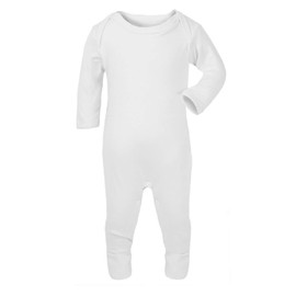 KWC 100% Cotton BABY BOY GIRL Plain Chest Long Sleeve Babygrow Bodysuit Sleepsuit Romper suit (White, 6-12 Months)