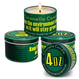 Green Strong Citronella Candles Outdoor, 4 Pack, 4 Oz, Outdoor Candles for Patio & Gardens Decor, Camping Accessories, Forests, Meadows, Mountain Campsites