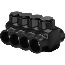 OHLECTRIC Dual Side Entry - 4 Port - 250-6 AWG - Black Insulated Connector - 5/16 Allen Hex - Pre-Filled with Oxide Inhibitor - Rubber/Vinyl Coating, 6061-T6 Aluminum CU9AL