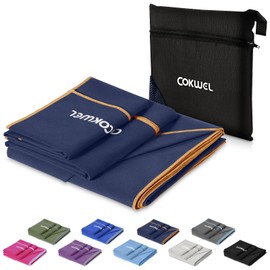 COKWEL Microfibre Towels Travel Towel Pack of 3 152 x 80 cm / 80 x 38 cm / 38 x 38 cm - Quick-Drying Sports Towel, Absorbent Microfibre Towel for Travel, Gym, Beach, Yoga, Sauna (Navy Blue)