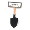 "Welcome to Mike's garden" hanging shovel sign
