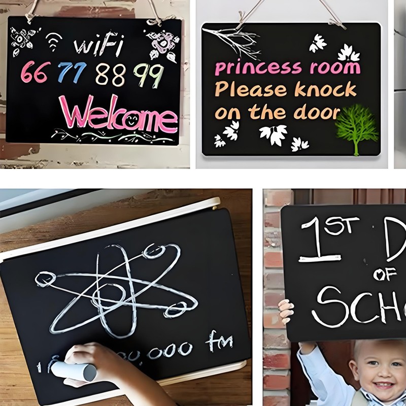 OHYER Small Blackboard for Hanging Chalkboard Message Board Sign Double-Sided